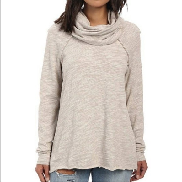 Free People Beach Cocoon Cowl Neck Pullover Oatmeal Size XS/S - Picture 1 of 10
